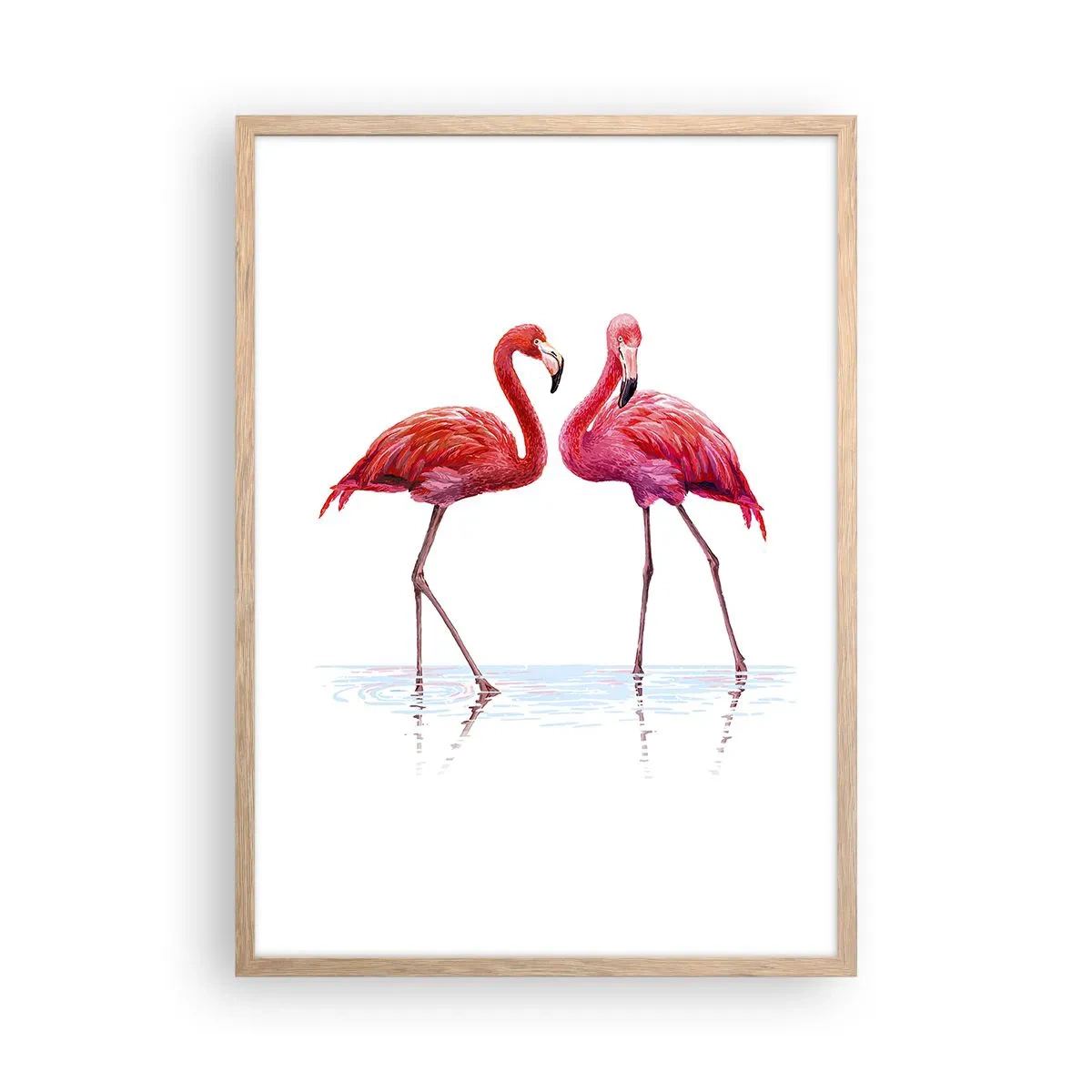 Poster in light oak frame - Pink Rendezvous - 50x70 cm