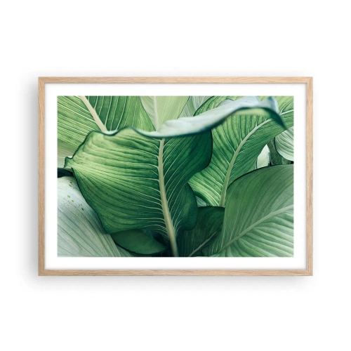 Poster in light oak frame - Life in Intense Green Colour - 70x50 cm