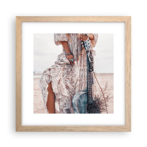 Poster in light oak frame - Flower Chidlren on their Way - 30x30 cm