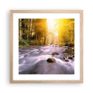 Poster in light oak frame - Malachite in Silver and Gold Setting - 40x40 cm