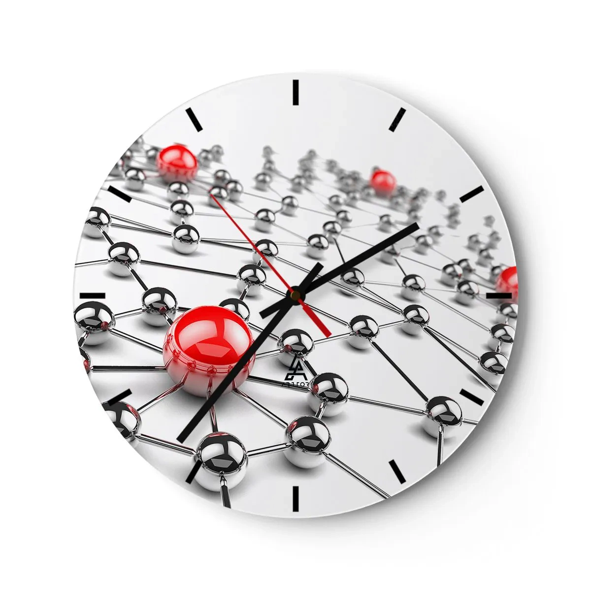 Wall clock - Clock on glass - Silver Net - 40x40 cm