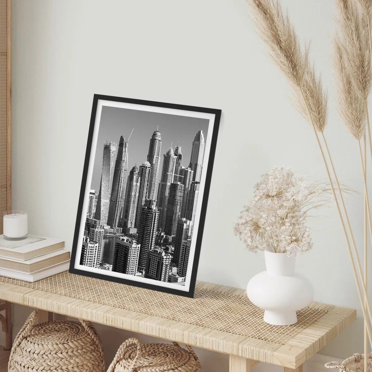 Poster in black frame - City over a Desert - 70x100 cm