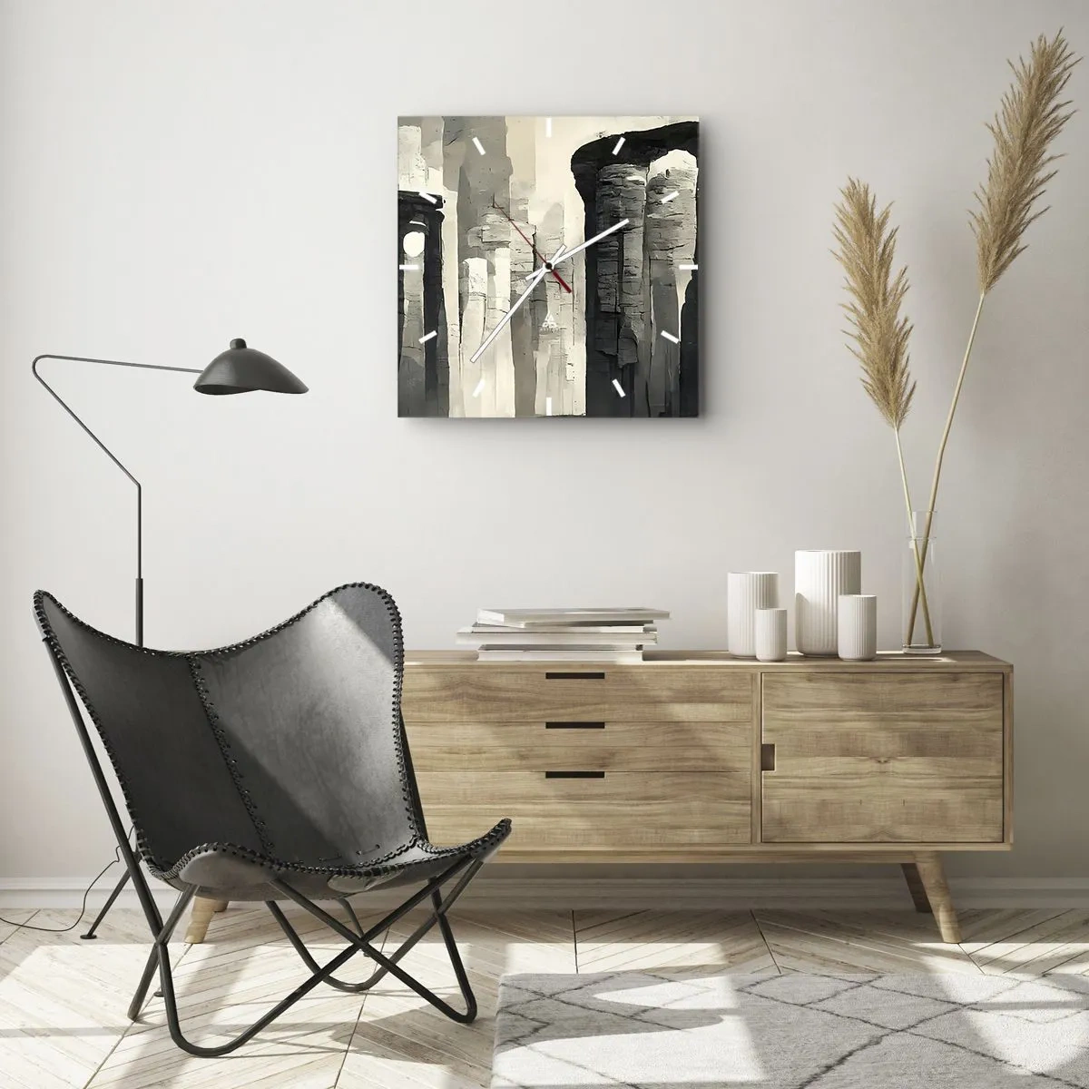Wall clock - Clock on glass - Majesty of Antiquity - 30x30 cm