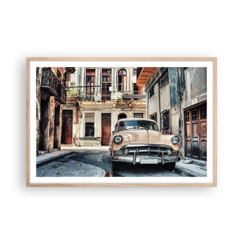 Poster in light oak frame - Siesta in Havana - 91x61 cm