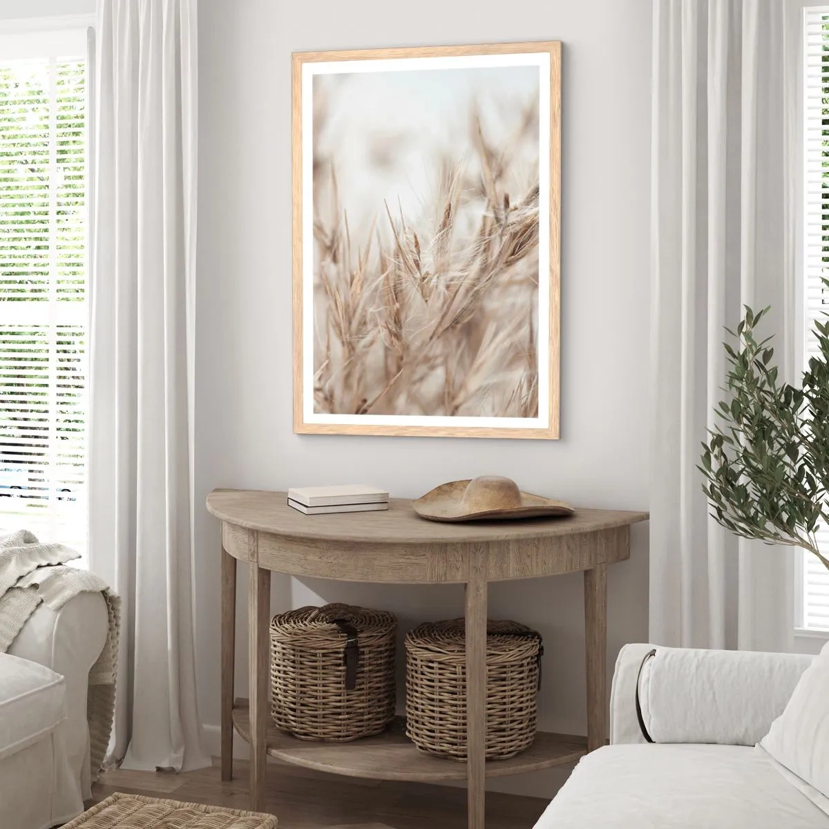 Poster in light oak frame - Meadow and Wind - 70x100 cm
