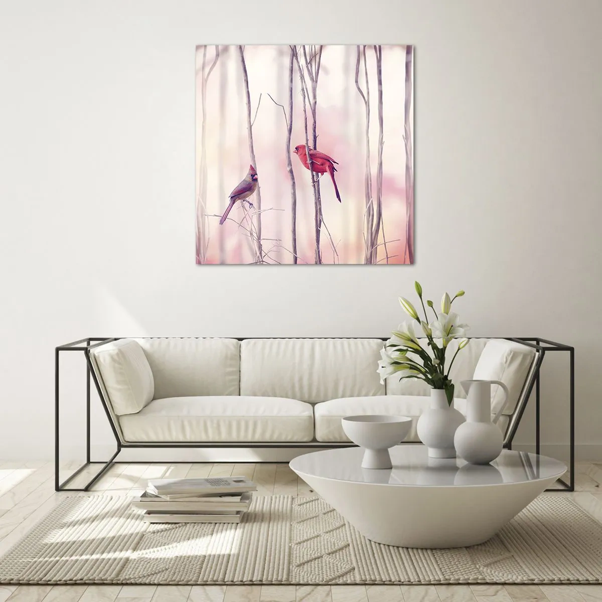 Glass picture - Tale of a Pink Forest - 70x70 cm
