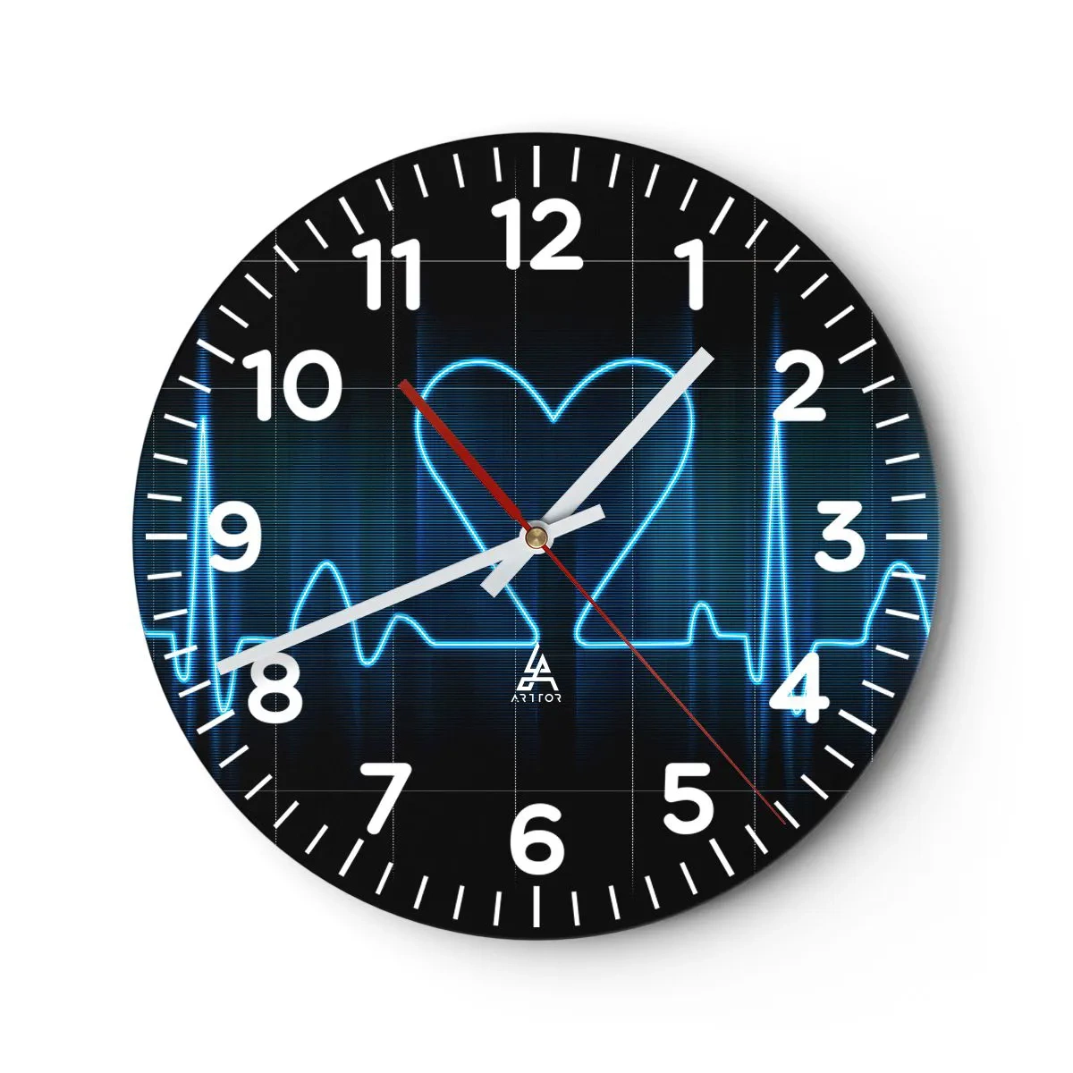 Wall clock - Clock on glass - In a Heartbeat - 30x30 cm