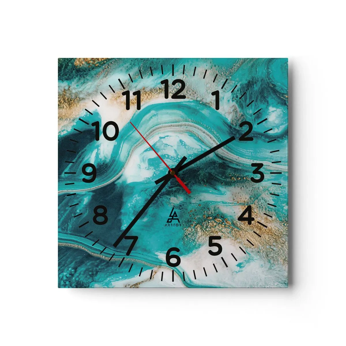 Wall clock - Clock on glass - River of Gold - 40x40 cm