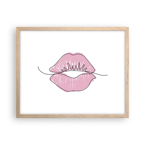 Poster in light oak frame - Ready for a Kiss? - 50x40 cm