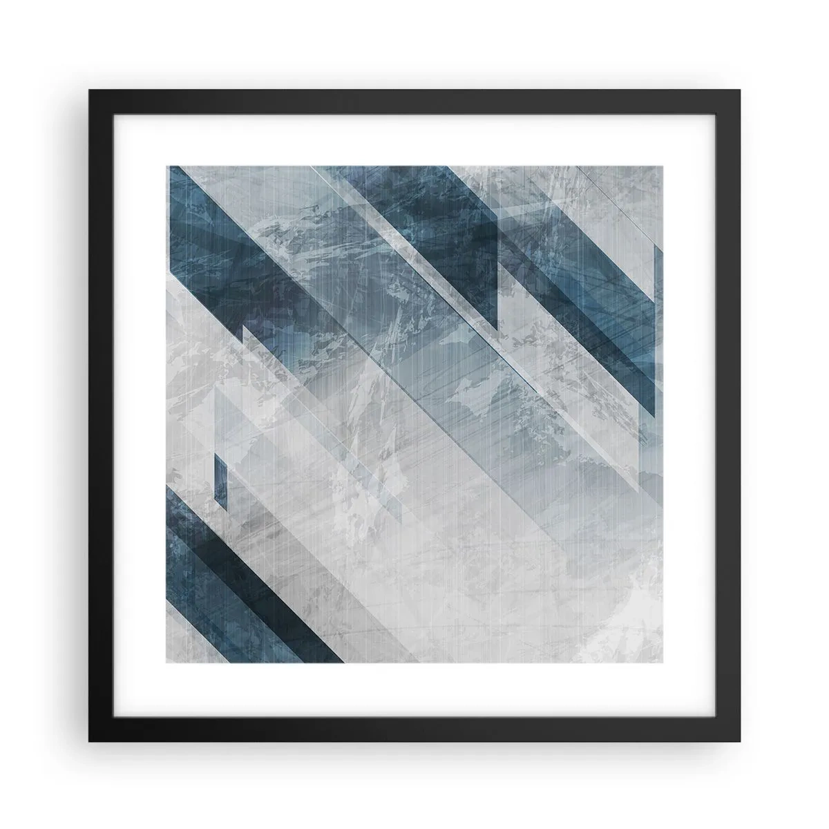 Poster in black frame - Spacial Composition - Movement of Greys - 40x40 cm