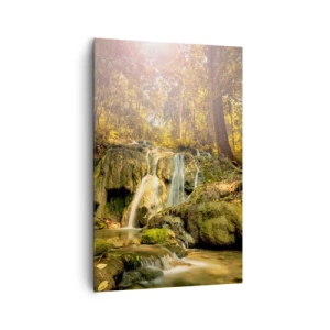 Canvas picture - Forest Cascade in Green - 80x120 cm