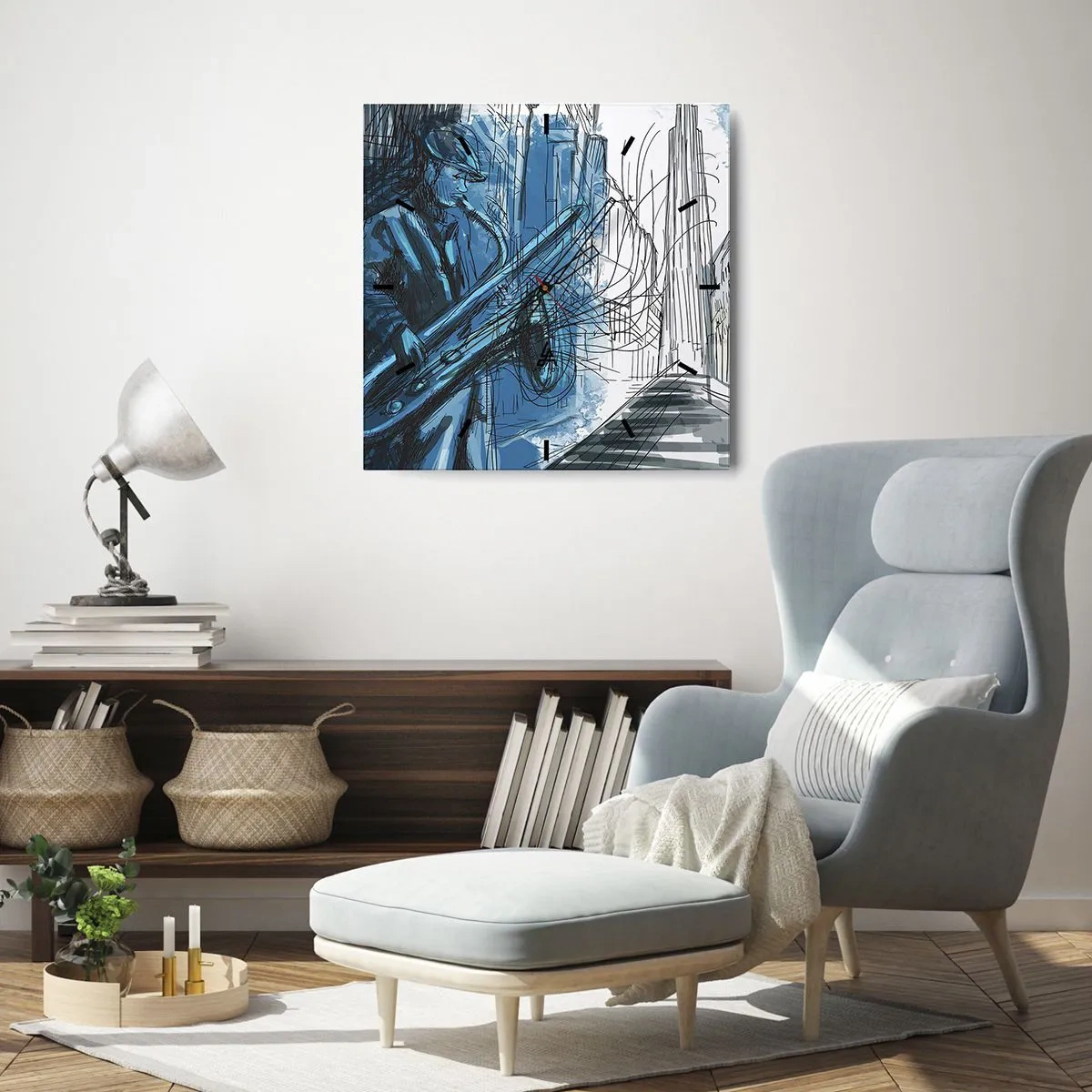 Wall clock - Clock on glass - City Rhapsody - 40x40 cm