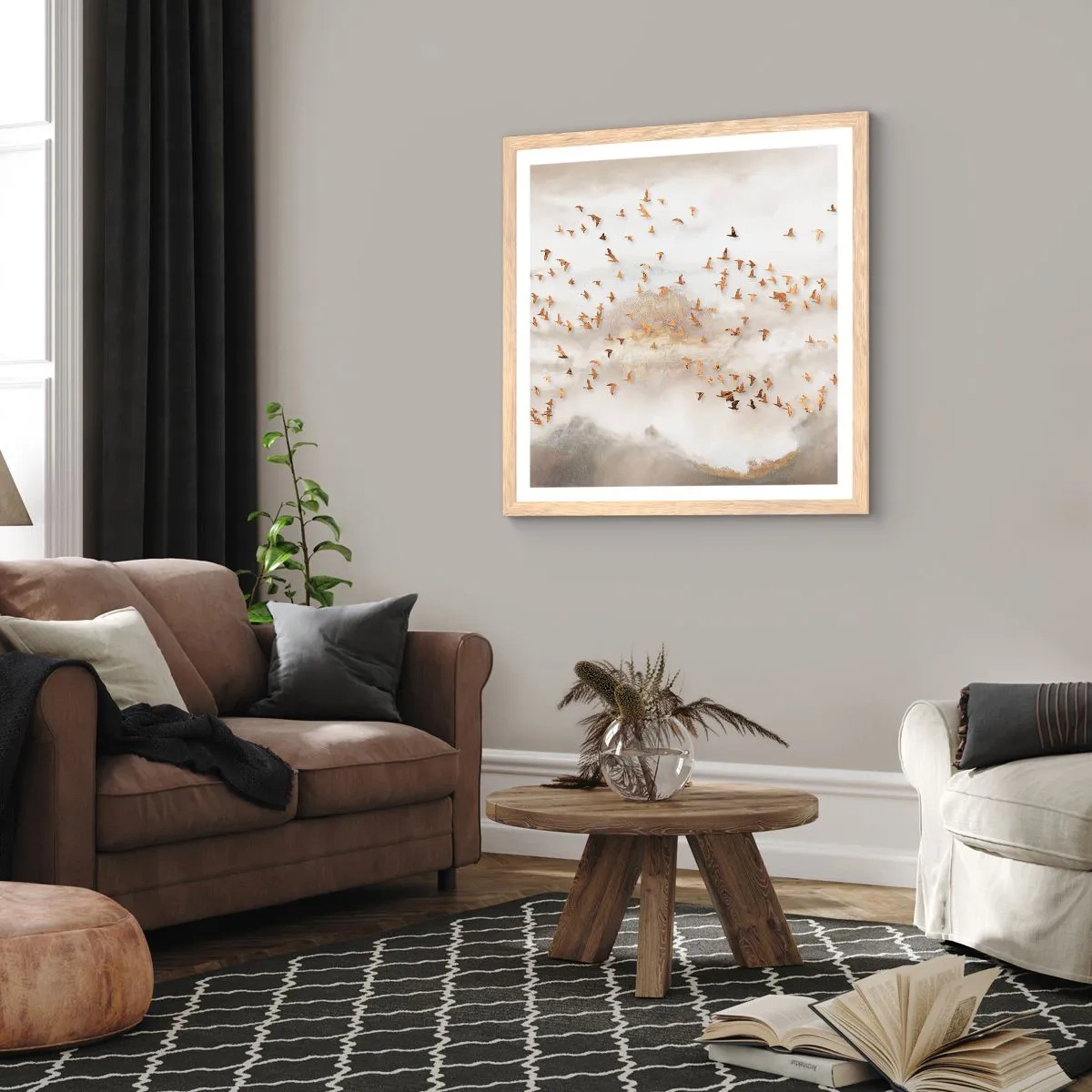 Poster in light oak frame - It Is Time - 50x50 cm