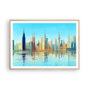 Poster in light oak frame - Sunny Metropolis - 100x70 cm