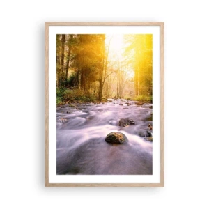 Poster in light oak frame - Malachite in Silver and Gold Setting - 50x70 cm