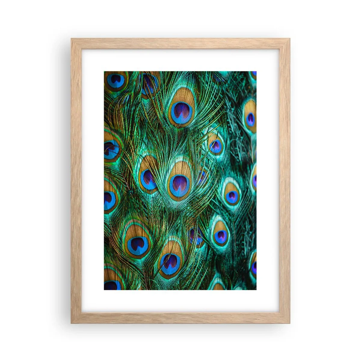 Poster in light oak frame - Peacock Eyes - 30x40 cm