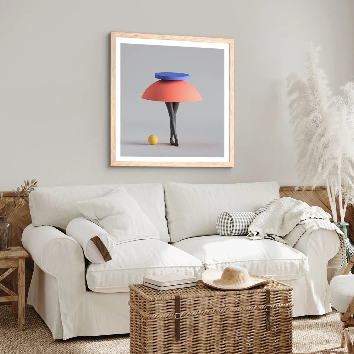 Poster in light oak frame - Surrealistic Composition - 40x40 cm