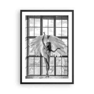 Poster in black frame - A figure with angel wings against the background of a window - 50x70cm - City of Angels? - Modern wall decoration for the living room and bedroom ARTTOR
