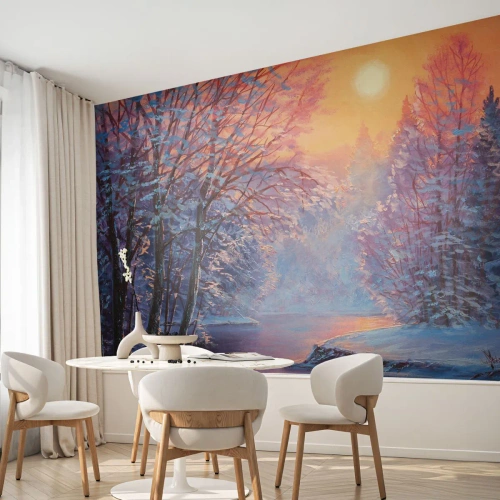 Custom Wallpaper Premium Canvas - Colours of Winter - Landscape, River, Forest