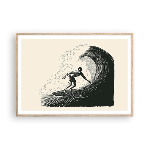 Poster in light oak frame - King of the Wave - 100x70 cm