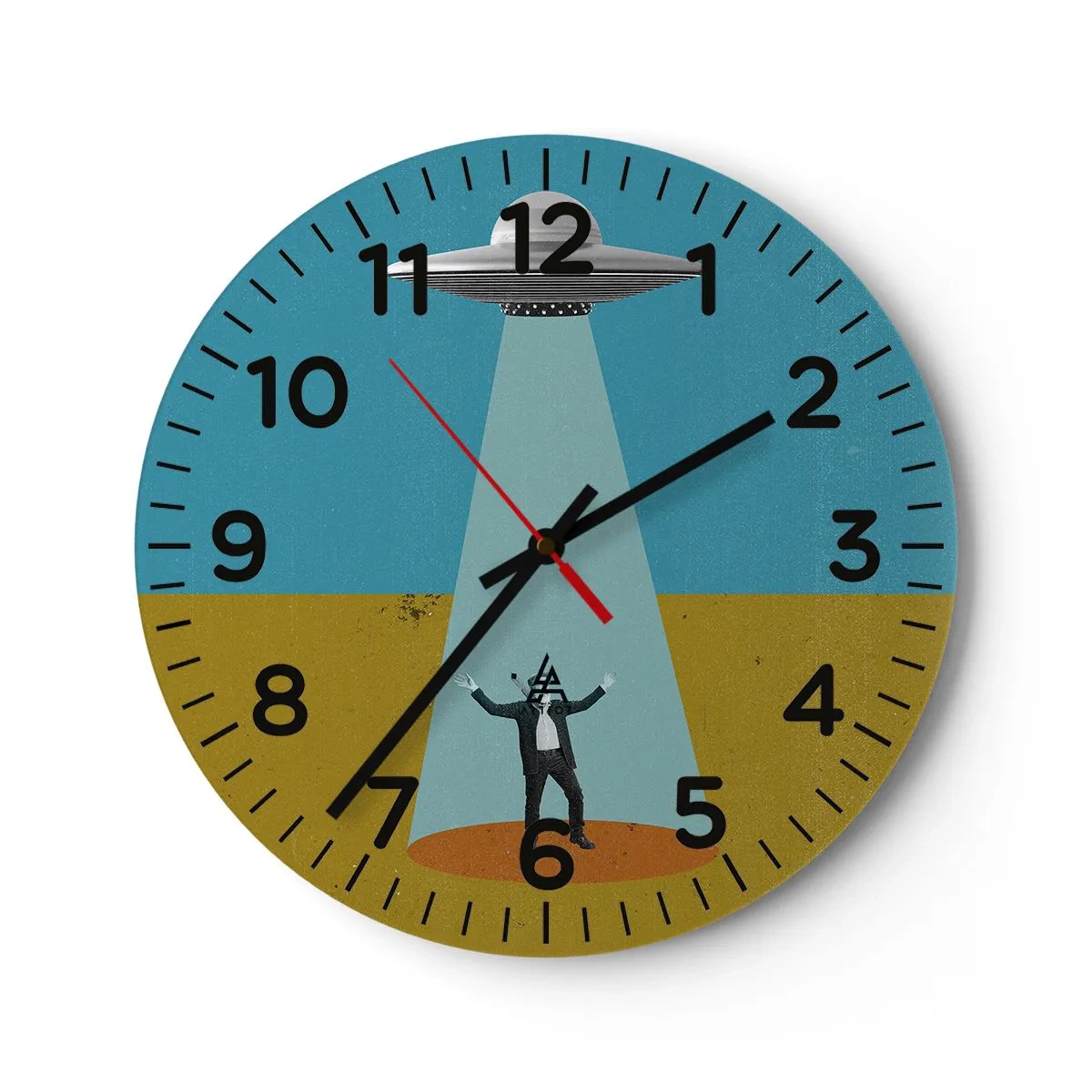 Wall clock - Clock on glass - Close Encounter - 30x30 cm