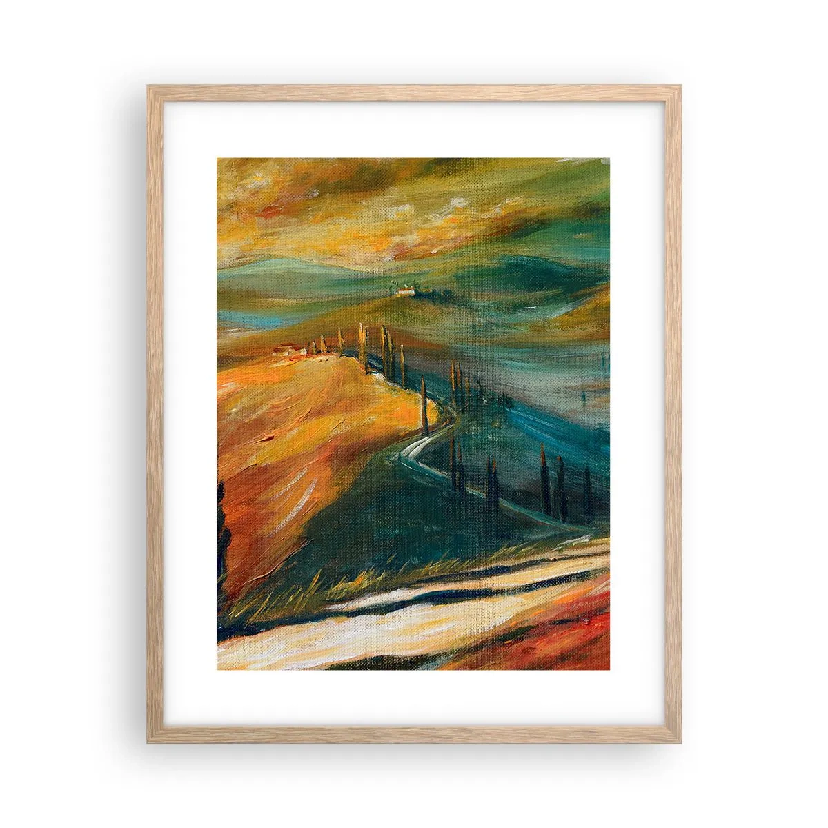 Poster in light oak frame - Tuscan Landscape - 40x50 cm