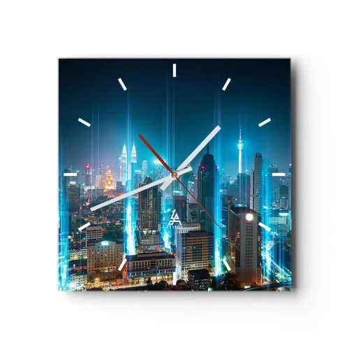 Wall clock - Clock on glass - Berlin Lights - 30x30 cm
