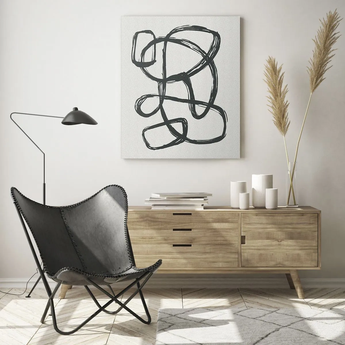 Glass picture - Abstract in Loops - 70x100 cm