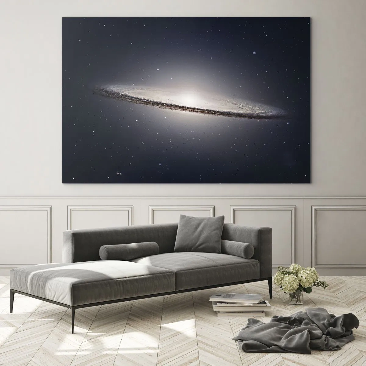 Glass picture - A spiral galaxy floating in space - 70x50cm - A Long Time Ago in a Distant Galaxy - Modern wall decoration for the living room and bedroom ARTTOR
