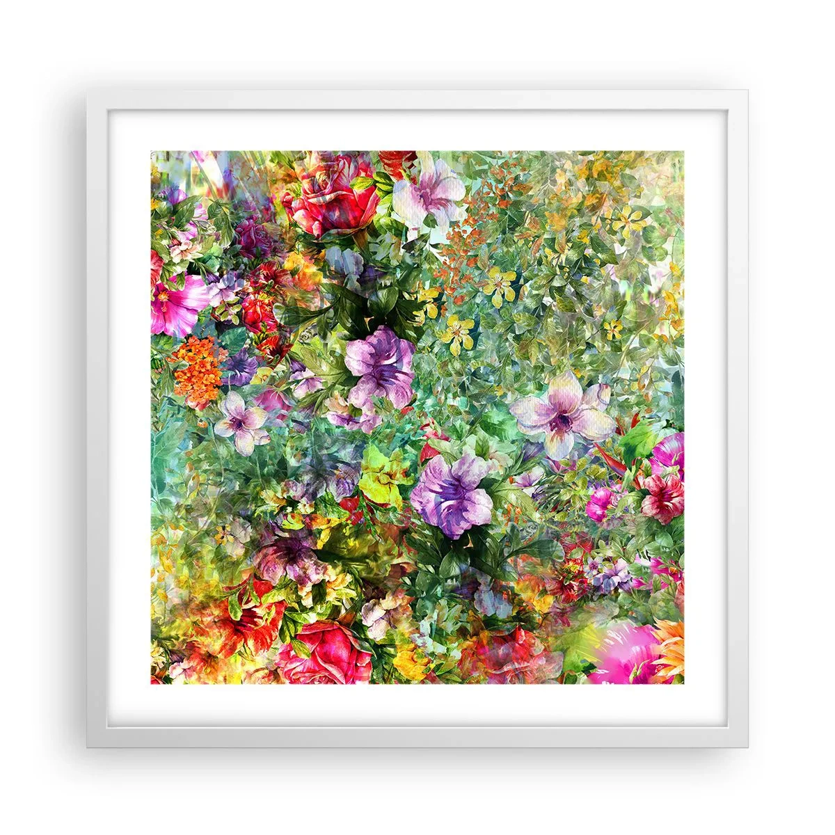 Poster in white frmae - Lost in the Flowers - 50x50 cm