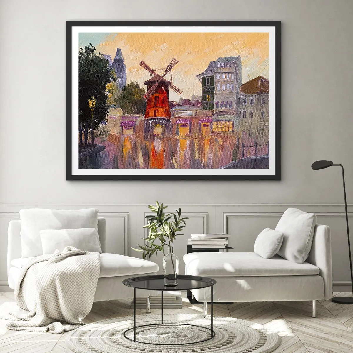 Poster in black frame - Icons of Paris - Moulin Rouge - 70x50 cm
