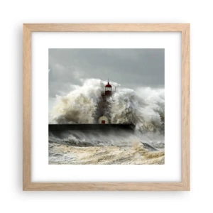 Poster in light oak frame - Rage of the Ocean - 30x30 cm