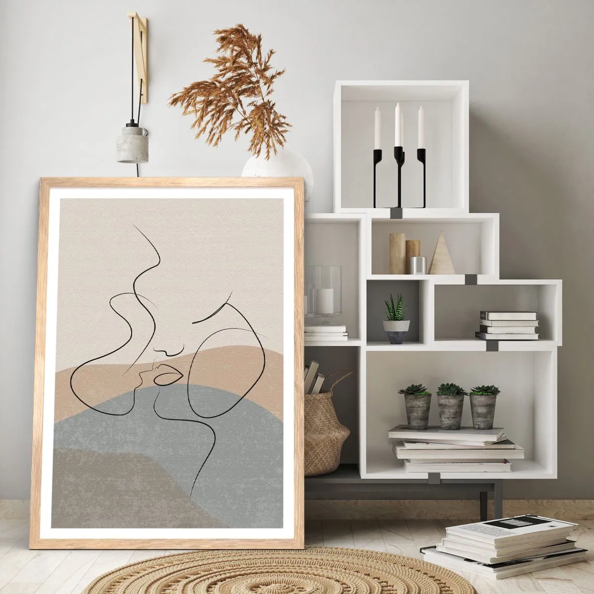Poster in light oak frame - Like with a Paintbrush Stroke - 61x91 cm