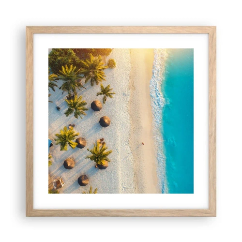 Poster in light oak frame - Welcome to Paradise - 40x40 cm