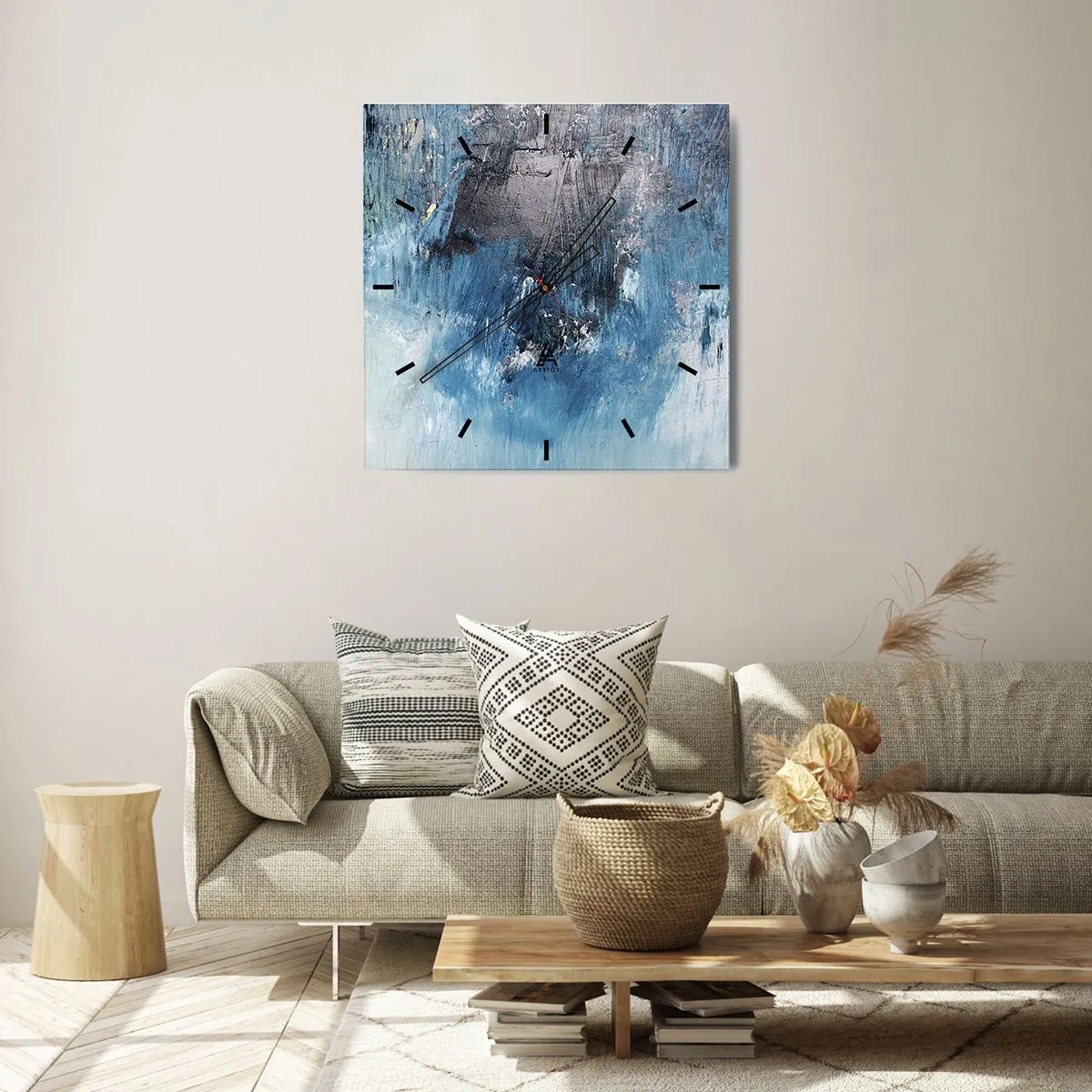 Wall clock - Clock on glass - Blue Rhapsody - 40x40 cm