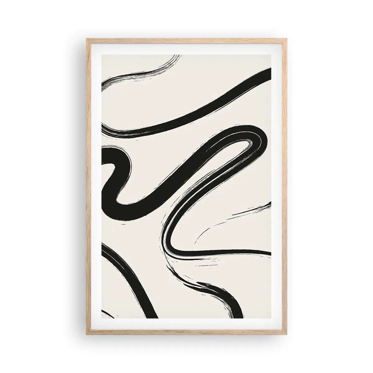 Poster in light oak frame - Black and White Fancy - 61x91 cm