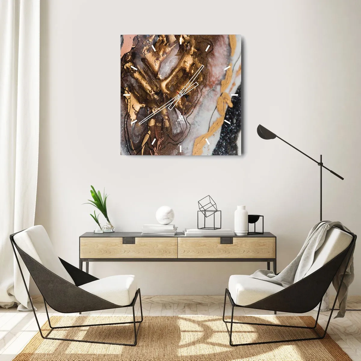 Wall clock - Clock on glass - Element of the Earth - 30x30 cm