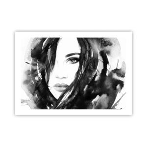 Poster - Portriat of a Lady in  Black and White - 70x50 cm
