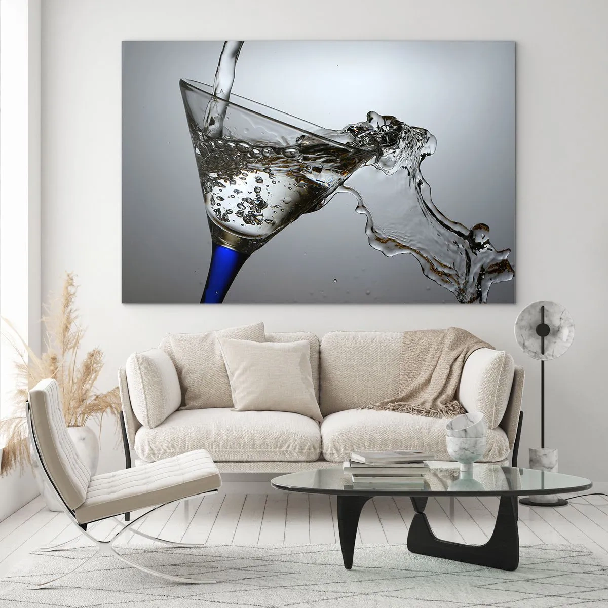 Glass picture - Crystal Clear Water in a Crystal Glass - 120x80 cm