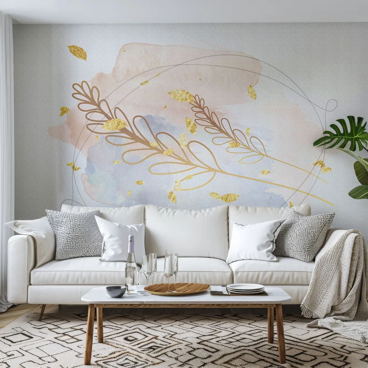 Photo Wallpaper Premium Canvas - Golden Blast - Bright, Minimalistic, Modern - 400x280 cm