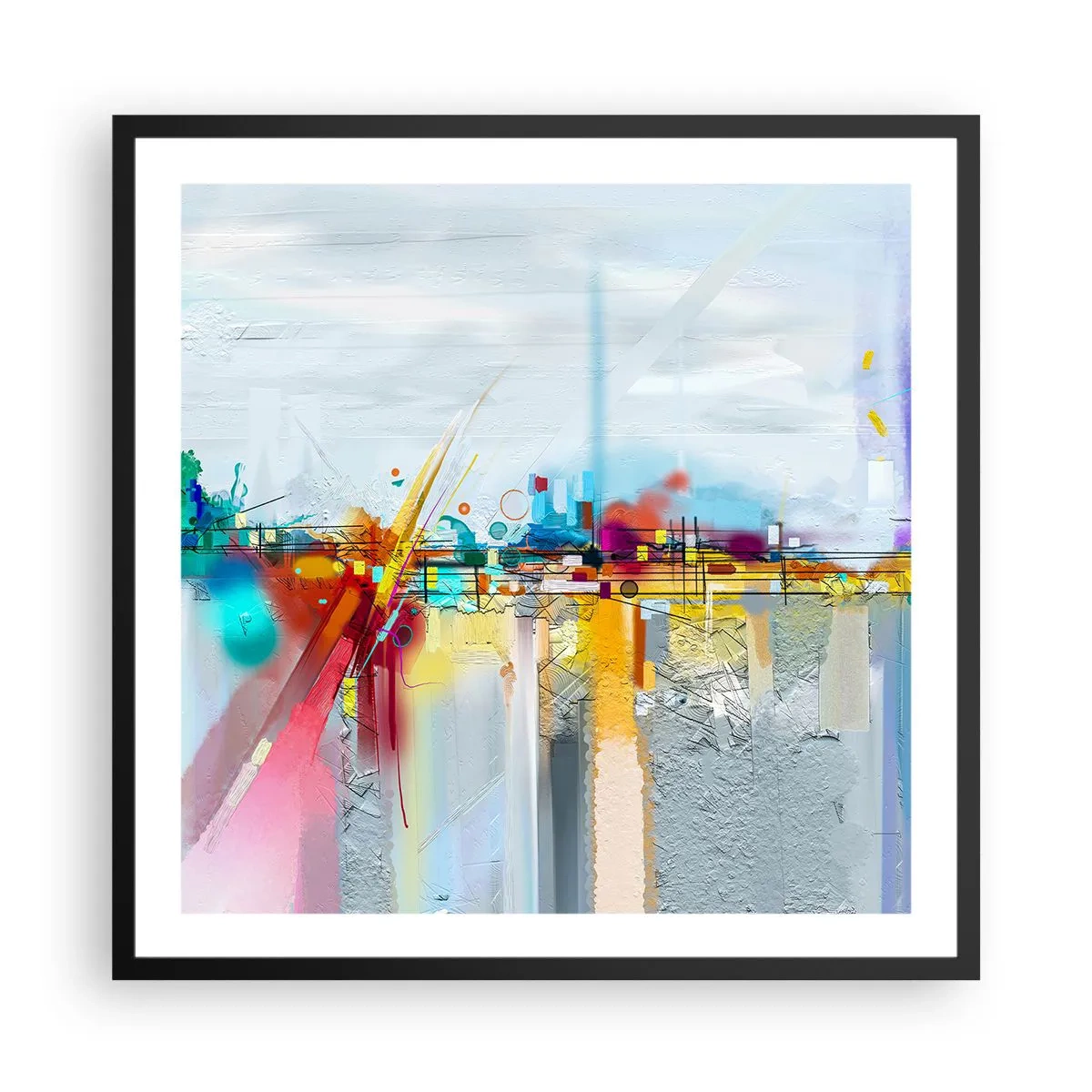 Poster in black frame - Bridge of Joy over the River of Life - 60x60 cm