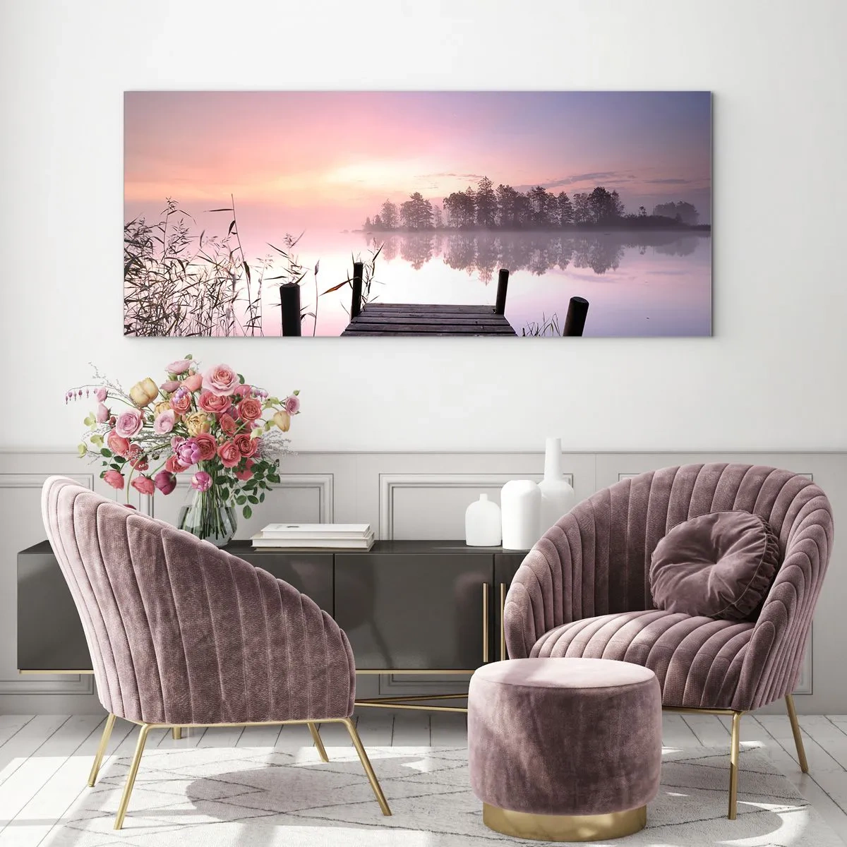 Glass picture - Out from a Lilac Fog… - 120x50 cm
