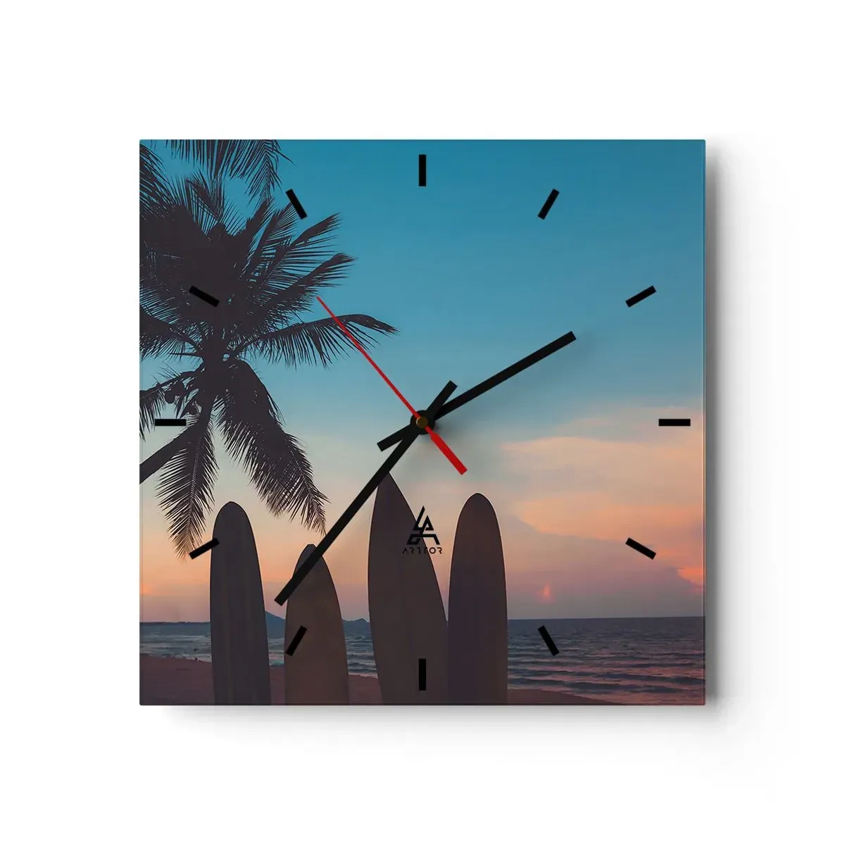 Wall clock - Clock on glass - Tomorrow Will Be Fun Too - 30x30 cm