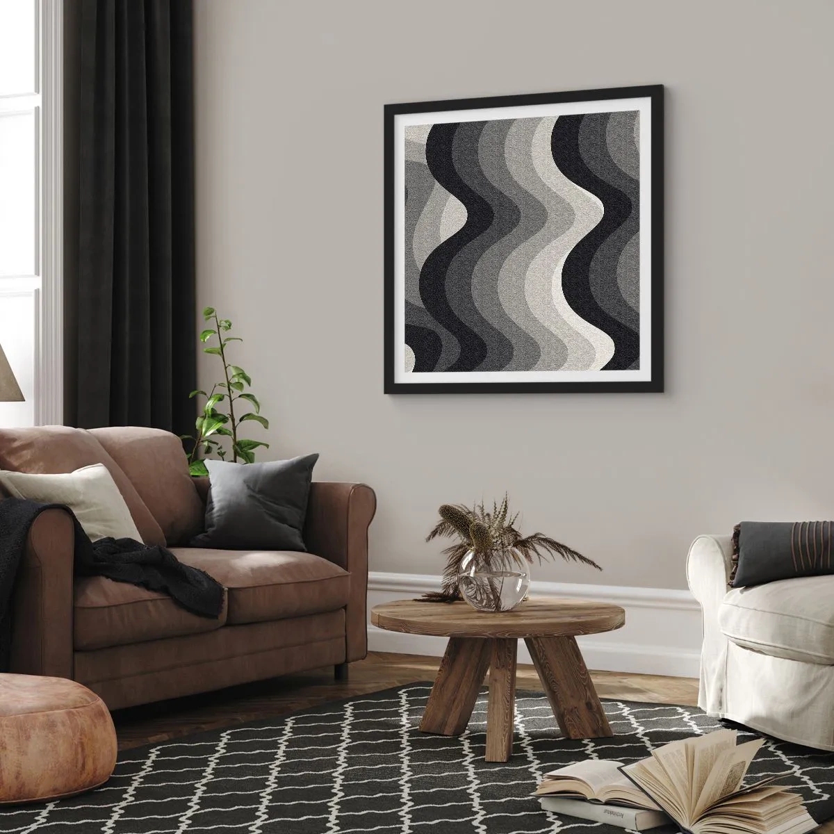 Poster in black frame - Wave after Wave - 40x40 cm
