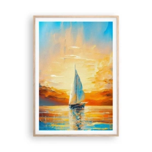 Poster in light oak frame - Sailing in Gold - 70x100 cm