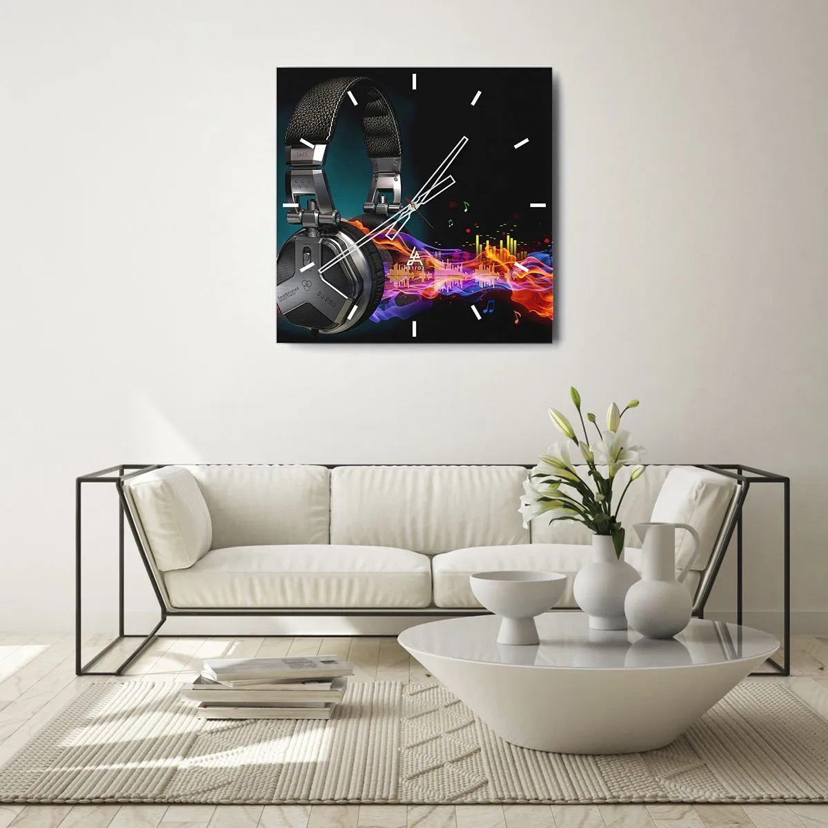 Wall clock - Clock on glass - In the Fire of Music - 40x40 cm