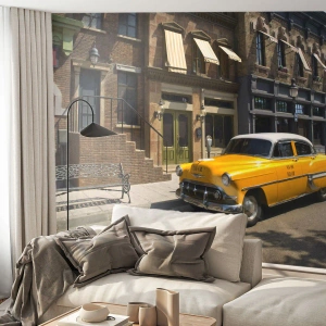 Custom Self-Adhesive Wallpaper Deluxe Sticker - Long Time Ago in America - City, Taxi, New York