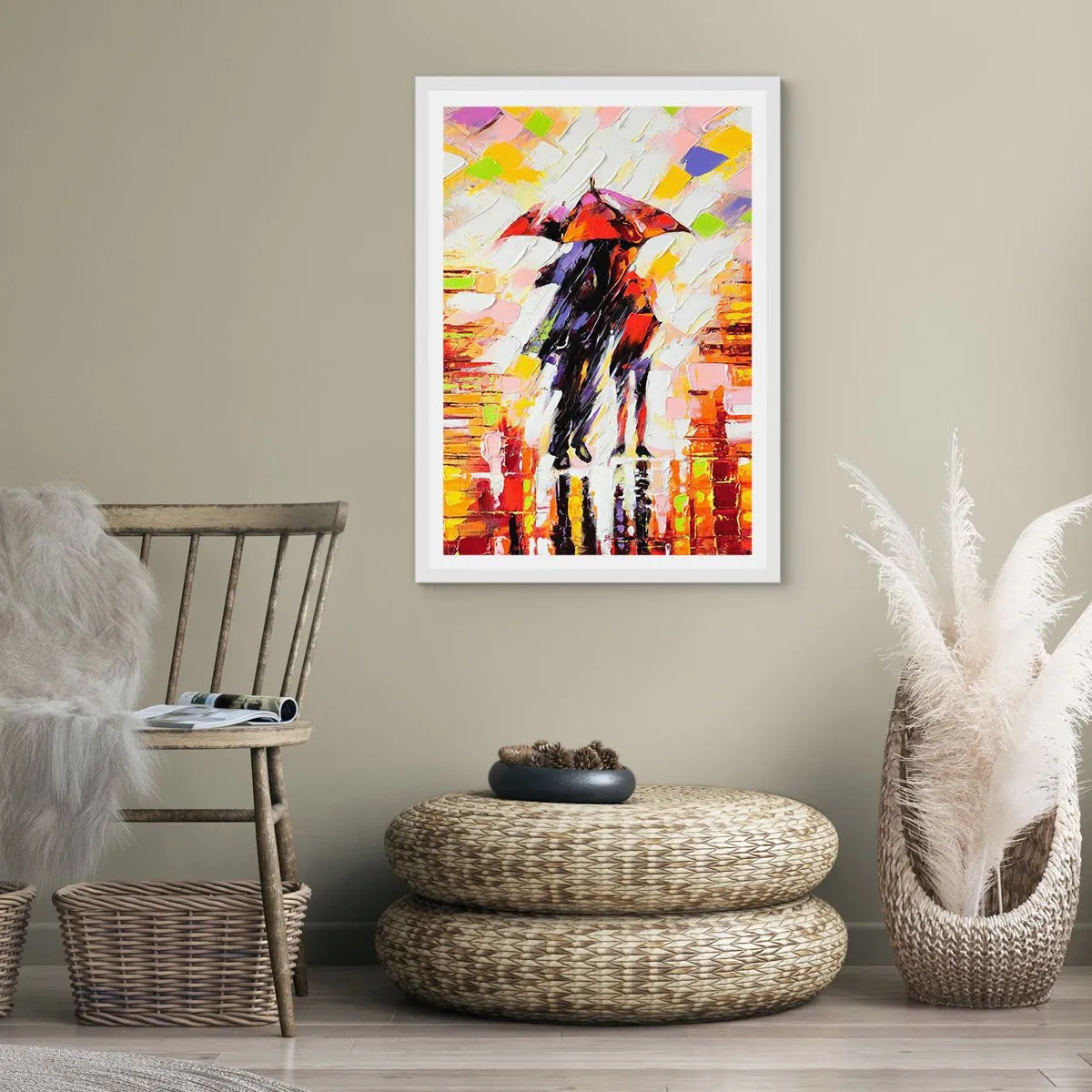 Poster in white frmae - Together through Night and Rain - 50x70 cm