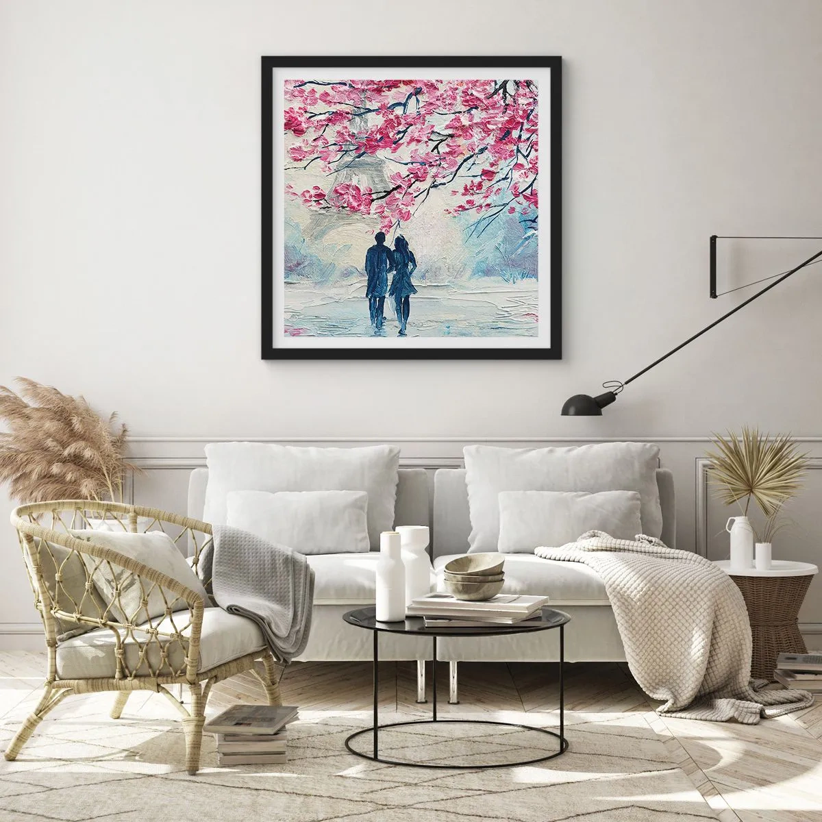 Poster in black frame - Romantic Walk - 50x50 cm
