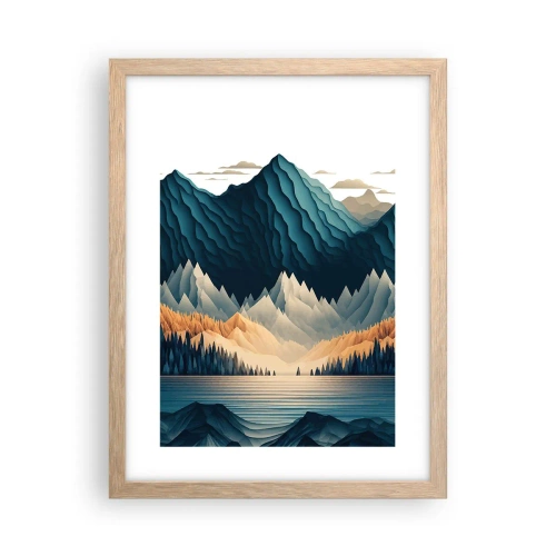 Poster in light oak frame - Perfect Mountain Landscape - 30x40 cm